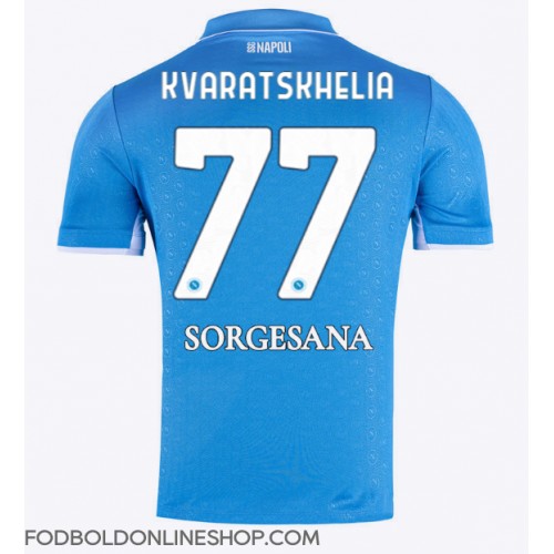 SSC Napoli Khvicha Kvaratskhelia #77 Hjemmebanetrøje 2024-25 Kortærmet